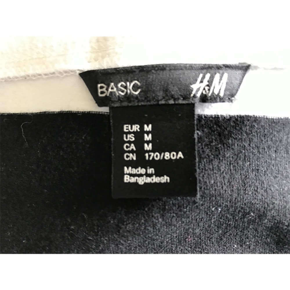 H&M Basic White Black Horizontal Striped Skirt M - image 7